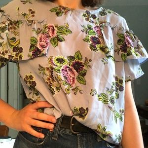 fun floral blouse with ruffles